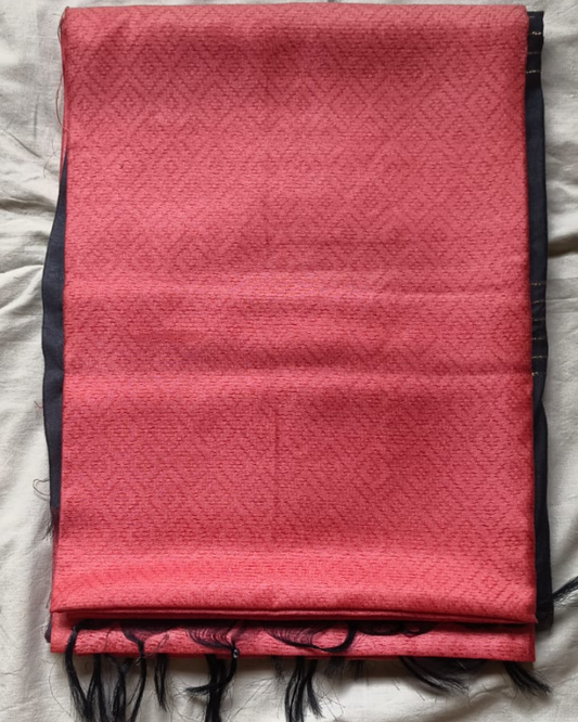 Brick Red Bhagalpur Blended Silk with Cotton