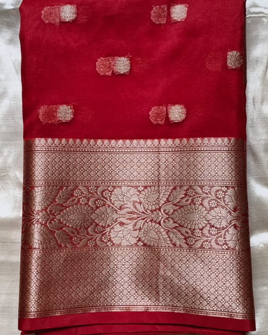 Red Banarasi Semi Organza