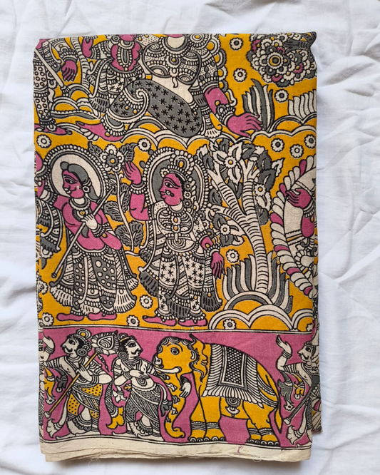 Yellow Kalamkari Chennur silk